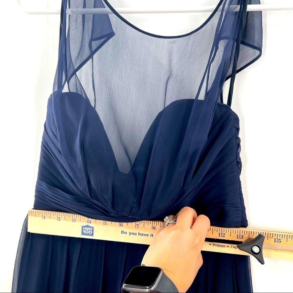Amsale Illusion Yoke Crinkled Silk Chiffon Gown size 8 - Picture 11 of 16